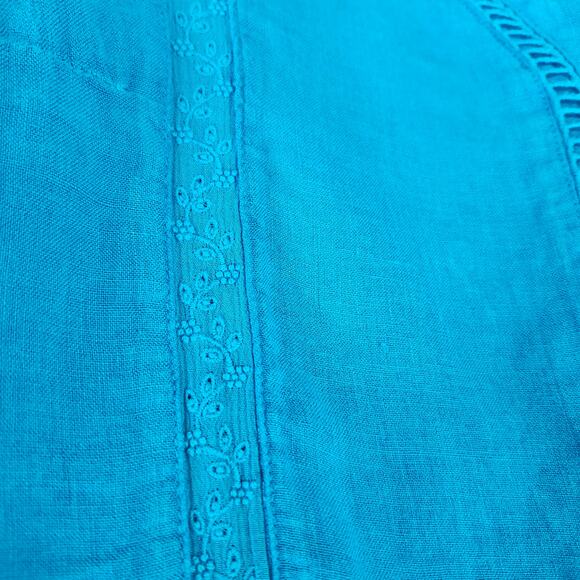 Soft Surroundings Women's 100% Linen Blue Leonie Tunic Size Small 3/4 Sleeves - Picture 15 of 15